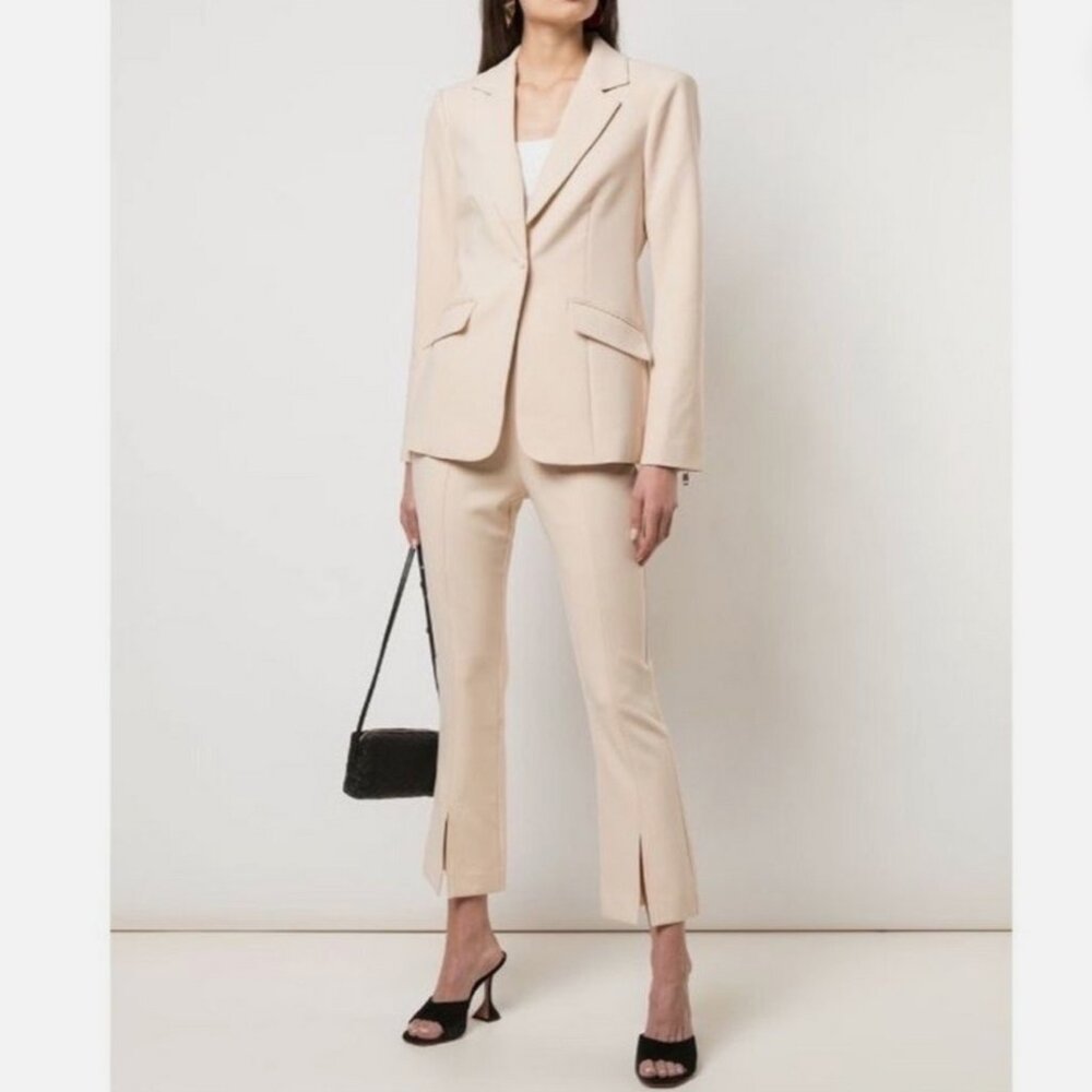 Cinq a Sept Kym Zippered Cuff Blazer Size 4 in Sand. GUC